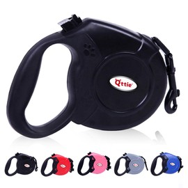 Qttie 8M Retractable Dog Leash, Hands Free Long Dog Lead,Heavy Duty Dog Walking Leash for Dog, Cat up to 40 kg, 360° Tangle-Free Strong Nylon Tape, Anti-Slip Handle, Brake,Pause,Lock Black