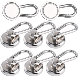 MIN CI Magnetic Hooks 48lbs（22kg） Strong Magnets Hooks Heavy Duty 25mm, Neodymium Magnets Hooks for Cruise Cabins, Extra Strong Magnets Silver Rare Earth Magnets Command Hook Magnetic Holder 8Pack