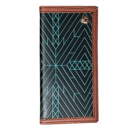 HOOEY Leather Men's Western Rodeo Wallet (Aztec Embossed - Turquoise)