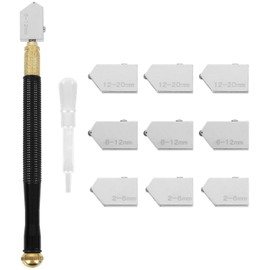 Pencil Style Glass Cutting Tools Kit Professional Oil Feed Carbide Tip Glass Cutter 2-6 mm, 6-12 mm, 12-20 mm Glass Cutter Head with Mental Handle Cutter Tool for Cutting Mirror, Tile and Glass