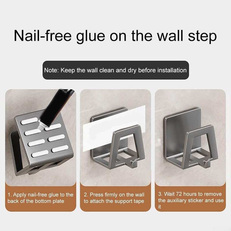 6 x Schwammhalter, Edelstahl-Schwammhalter, selbstklebend, Abfluss, Trockenschwämme für Küchenspülen (grau)