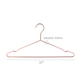 Better to U 17 Inch Copper Metal Hanger Adult Clothes 20 Pack, 4.0mm Rose Gold Heavy Duty Shirt Blouse Hanger for Coat Suit Bridal Boutique, Space Saving Slim Wire Hanger for Camisole Wedding Dress