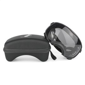 PETLESO Dog Goggles for Large Breed, Dog Sunglasses Medium Large Breed Wide View Dog Eye Protection with Adjustable Straps for Driving Riding Hiking, Black Lens