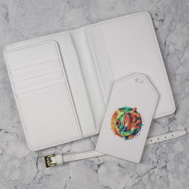 Azeeda 'Tree Frog' Passport Cover & Luggage Tag Travel Set
