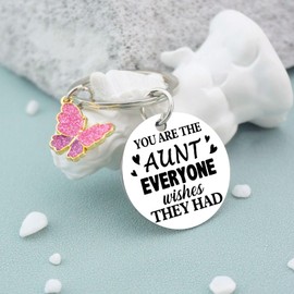 AOBIURV Aunt Gifts Cute Keychain For Aunt Best Auntie Ever Gifts Aunts Presents From Niece Nephew Mothers Day Christmas Birthday GIft For Aunts GIfts Keyring