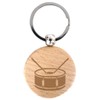 keepdrum Snare Wooden Round Keyring Gift for Musicians, natural, Unit