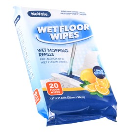 NuValu Wet Floor Wipes, Wet Mopping Refills, Lemon Scented Pre-Moistened, Works with Swiffer Sweeper, Pledge Grab-It & other Popular Mop Tools [7.87 x 11.8 in] (1 Pack, 20 Count)