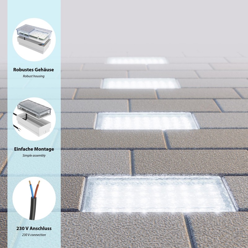 ledscom.de LED Paving Stone Recessed Floor Light CUS for Outdoor