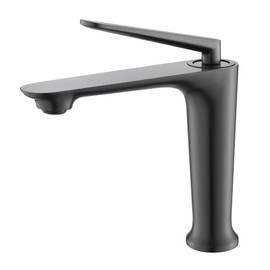 HMEGAO Matte Black Modern Bathroom Sink Faucet, Made of Solid Brass, Bathroom Vanity Art Tap, with High Pressure Hoses for Hot and Cold Water