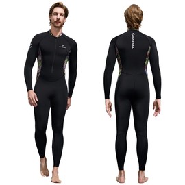 Skyone Full Body Rash Guard Swimsuit Dive Skins for Women Men, Thin Wet Suit Diving Suit UV Protection Long Sleeve Scuba Skin (Black Men, Medium)