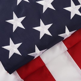 SYII American Flag 2x3 Ft Outdoor Made in USA, Luxury Embroidered Stars and Double Stitched Sewn Stripes, Heavy Duty Polyester US Flags with Canvas Header and 2 Brass Grommets