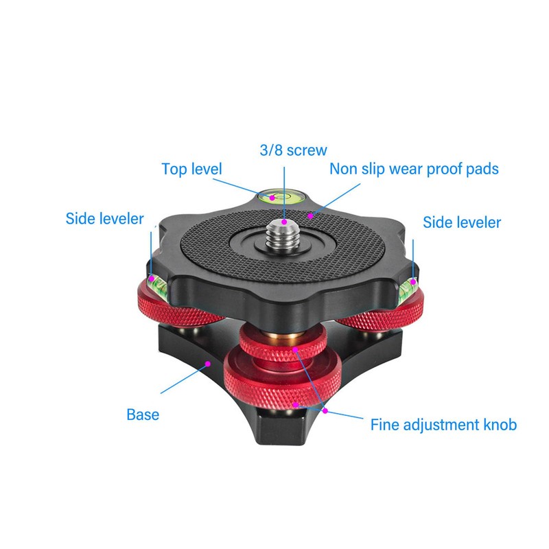 Tripod Leveling Base, Camera Leveler Bubble Level 3 Axis Tri