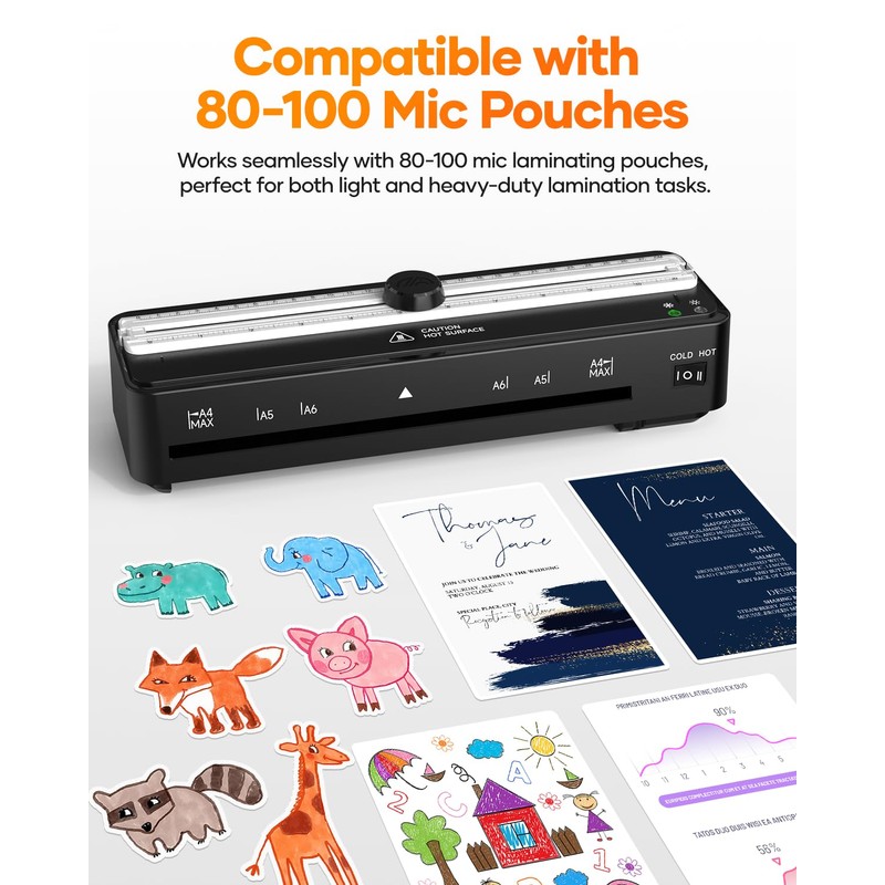 Laminator Machine with 40 Pack Letter Size Laminating Pouches (8.5"