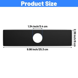 Kitchen Faucet Sink Hole Cover, Deck Plate Escutcheon, 10 Inch 1 Hole Long Rectangle Cover Plate, Plumbing Covers Plates for Kitchen Bathroom Vanity Sink Faucet Mat Stainless Steel, Matte Black