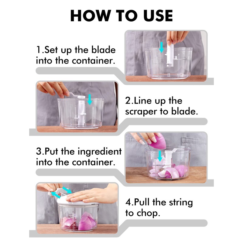 GDL Food Chopper, Pull Onion Chopper Dicer, Hand Powered Food