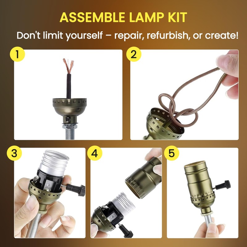 Luxvista Lamp Rewire Kit, 8.2FT Matching Cord DIY Table Lamp