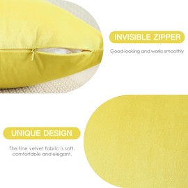 JOTOM Set of 2 Velvet Soft Solid Cushion Covers 45x45 cm Decorative Throw Pillow Covers Square Cushion Case Home Decor Pillow Cases for Couch Sofa Living Room Bedroom 18x18 Inch (Lemon Yellow)