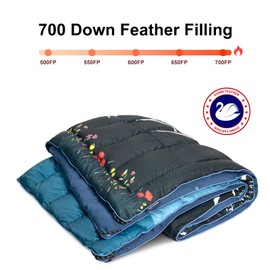 hotkoko Down Camping Blanket,Warm Puffy Lightweight Camp Blanket Outdoor Travel Quilt for Sleep,Stadium, Hiking & Festivals | Water Resistant, Packable & Compact