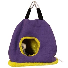 PARROT ESSENTIALS Medium Bird House Snuggle Hut Hideaway for Parrots, Budgies and Other Birds - Fun Coloured Soft, Cozy Hanging Tent Sack for Resting and Hiding - Toy Hammock Tent Makes Them Feel Safe
