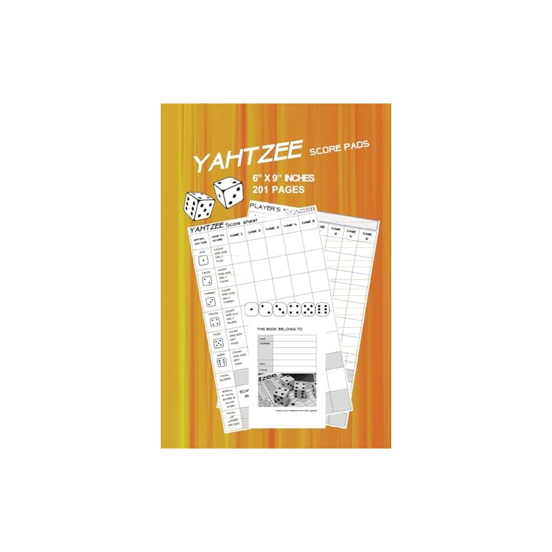 Yahtzee Score Pads: Games For Scorekeeping Score Book