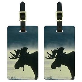 Graphics & More Moose Luggage Tags Suitcase Carry-on Id, White