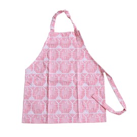 Waterproof Kids Apron with Child-friendly Side Closure and Elastic Neck Loop (Pink Geometric)