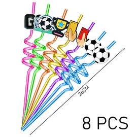 8 Pieces Football Birthday Party Decorations, Football Party Favors, Football Decoration Straws, Party DIY Decorations, Great for Kids Birthdays, Parties (Reusable)
