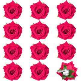 Yilloog 12 Pack Rose Hair Clip Flower 2.8'' Hairpin Floral Brooch Floral Hairclips Mexican Flowers Hairpin Party Supplies for Women Rose Hair Accessories Wedding Pack (Rose Red)