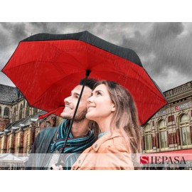 Spar. Saa Double Layer Inverted Umbrella with C-Shaped Handle, Anti-UV Waterproof Windproof Straight Umbrella for Car Rain Outdoor Use