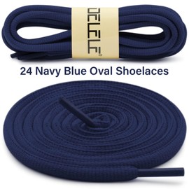DELELE Oval Athletic Shoelaces Half Round Shoe Laces Navy Blue 2 Pair 47.24"