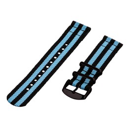 Clockwork Synergy - 22mm 2 Piece Classic Nato PVD Nylon Black / Sky Blue Replacement Watch Strap Band