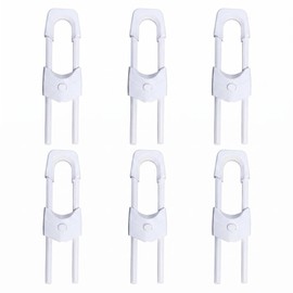 Qtopun 6-Pack U-Shaped Cabinet Locks, Adjustable Sliding Drawer Locks for Knobs, Easy Tool-Free Installation for Secure Storage, Kitchen, Bathroom, and Refrigerator