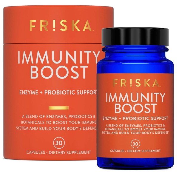 Friska Immunity Boost | Probiotic and Digestive Enzyme Supplement with Elderberry, Vitamin C and Echinacea | Natural Immune Support | 30 Capsules