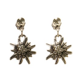 Alpenflüstern DOR046 Costume Earrings Hanging Rhinestone White Mini – Women's Costume Jewellery, Costume Earrings in Traditional Colours, Zinc