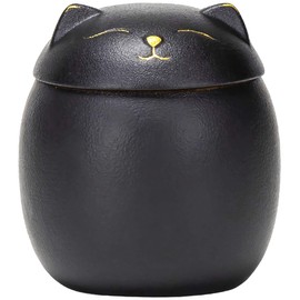 YIVIYAR Pet Urns for Cat Ashes Urn Black Cat Urn Black Urn, 3" X 3.2" Medium Urns for Human Ashes Pet Urns for Dogs Ashes Small, Keepsake Urn Dog Ashes Urn Decorative Urns Dog Urns for Ashes(Black)