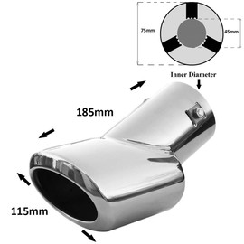 Rumplex Exhaust Trim Oval Stainless Steel Sports Exhaust Tailpipe End Pipe Trim Exhaust Tips Tailpipe Trim Silencer Tip Universal Exhaust Pipe Chrome Rustproof