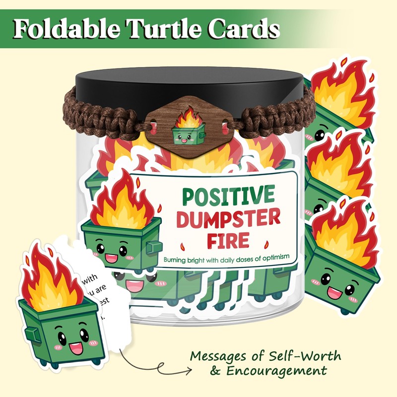 60 Positive Dumpster Fire Jar, Affirmation Cards For Women, Dumpster