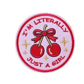 I'm Literally Just A Girl Patch - Parche con gancho y bucle de cereza rosa divertida e táctica bordada insignia genial militar del ejército Molle mochila bolsa de ropa, cascos, gimnasio, regalos para
