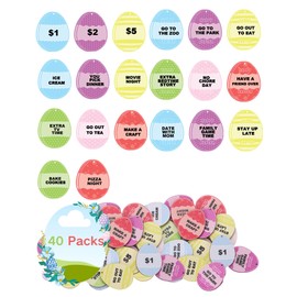 40Pcs Easter Egg Fillers Wooden Tokens,Easter Basket Essentials ,Basket Stuffers for Teen Easter Prizes Stuffers Coins, Unique Family Easter Egg Hunt Activities (40)