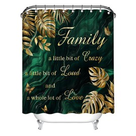 Artmyharbor Emerald Green and Gold Bathroom Decor Set Family Shower Curtain 72"X72"
