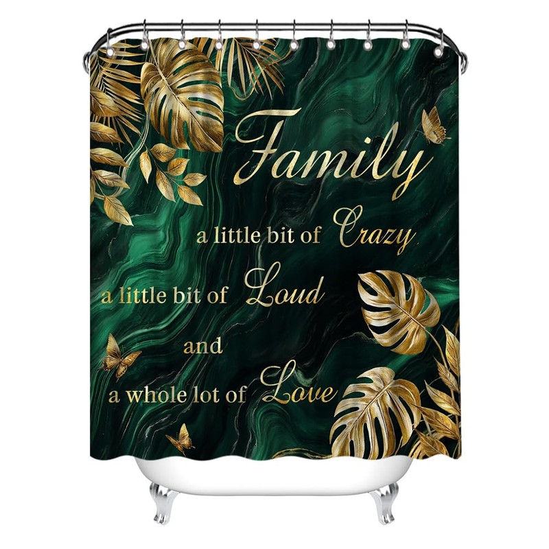 Artmyharbor Emerald Green and Gold Bathroom Decor Set Family Shower