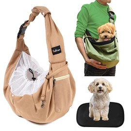 Sufron 2024 Model Pet Sling for Dogs and Cats, Carry Bag, Carrying Bag, for Small and Small Dogs, Oblique Shoulder Bag, Adjustable Bottom Plate, Shoulder Pads, Prevents Popping Out, Mesh Net Pocket