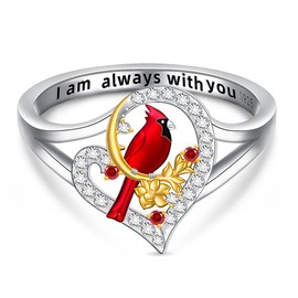 Cardinal Gifts for Women Cardinal Ring for Women Appear When Angels Are Near Sterling Silver Red Bird Spiritual Memorial Jewelry Size 9