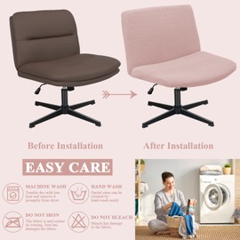 SOMYTING 2 x Armless Chair Covers, Bar Chair Covers, Armless Desk Chair Cover, Knitted Jacquard Modern Washbasin Chair Cover, Wide Seat Computer Work Chair Cover (Pink)