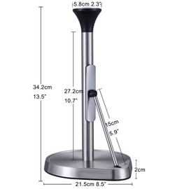 Dailyart Paper Towel Holder,Paper Towel Dispenser Stainless Steel Black Paper Towel Holder Stand Metal Paper Towel Rack Brushed with Tension Arm Heavy-Duty Non Slide,for Kitchen Countertop Pantry
