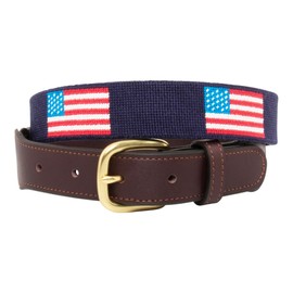 Huck Venture American Flag Needlepoint Belt with Leather Backing (Size 34)