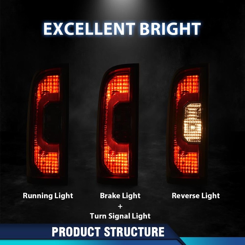 PIT66 Tail Lights w/Bulbs Compatible with GMC Canyon 2017 2018