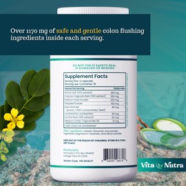 Vita Nutra Super Colon Detox Stool Softener & Cleanse | Smooth, Gentle, and Advanced Cleaning with Senna Leaf, Probiotics, Cascara Sagrada Bark, Psyllium Husk, Flaxseed, Aloe, Licorice, (1 Bottle)