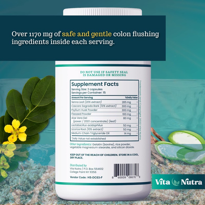 Vita Nutra Super Colon Detox Stool Softener & Cleanse |