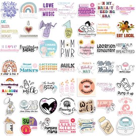 50Pcs Brest Feeding Stickers Nursing Decorative Vinyl Sticker Decals Laptop Water Bottle Phone Skateboard Nursing Stickers Decals for Women Ladies Girls (Brest Feeding)